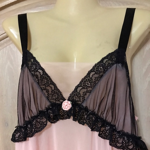 Betsey Johnson Pink and Black Lace Babydoll - Picture 3 of 4